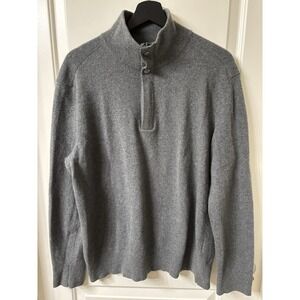 Banana Republic Sweater Mens XL Gray Henley Pullover Italian Yarn Merino Wool